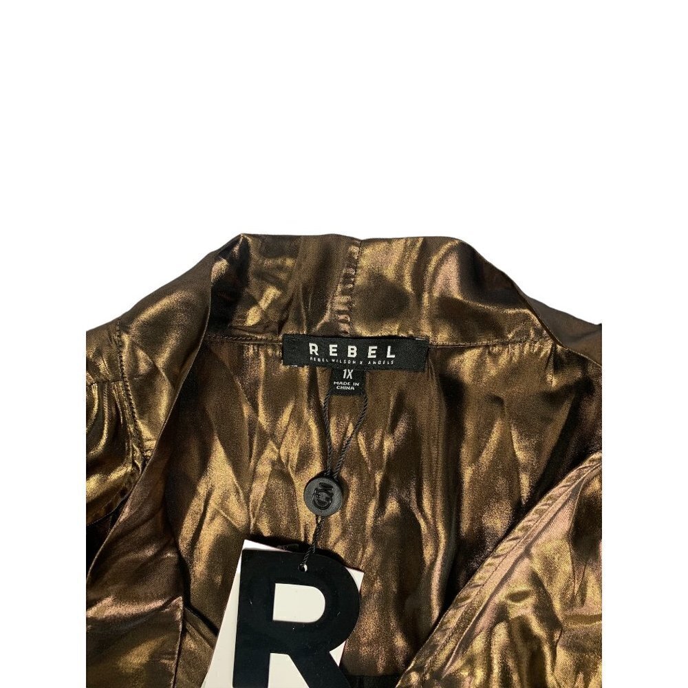 Rebel Women's Buttoned Down Bronze Blouse - Picture 3 of 6